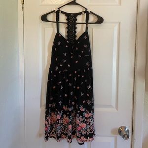 Black floral racerback dress